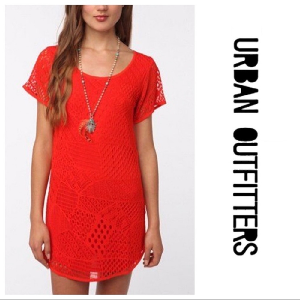 Red crocheted dress